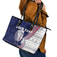 Personalised New Zealand Father's Day Leather Tote Bag Daddy Kiwi Bird Silver Ferns