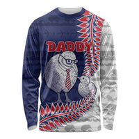 Personalised New Zealand Father's Day Long Sleeve Shirt Daddy Kiwi Bird Silver Ferns