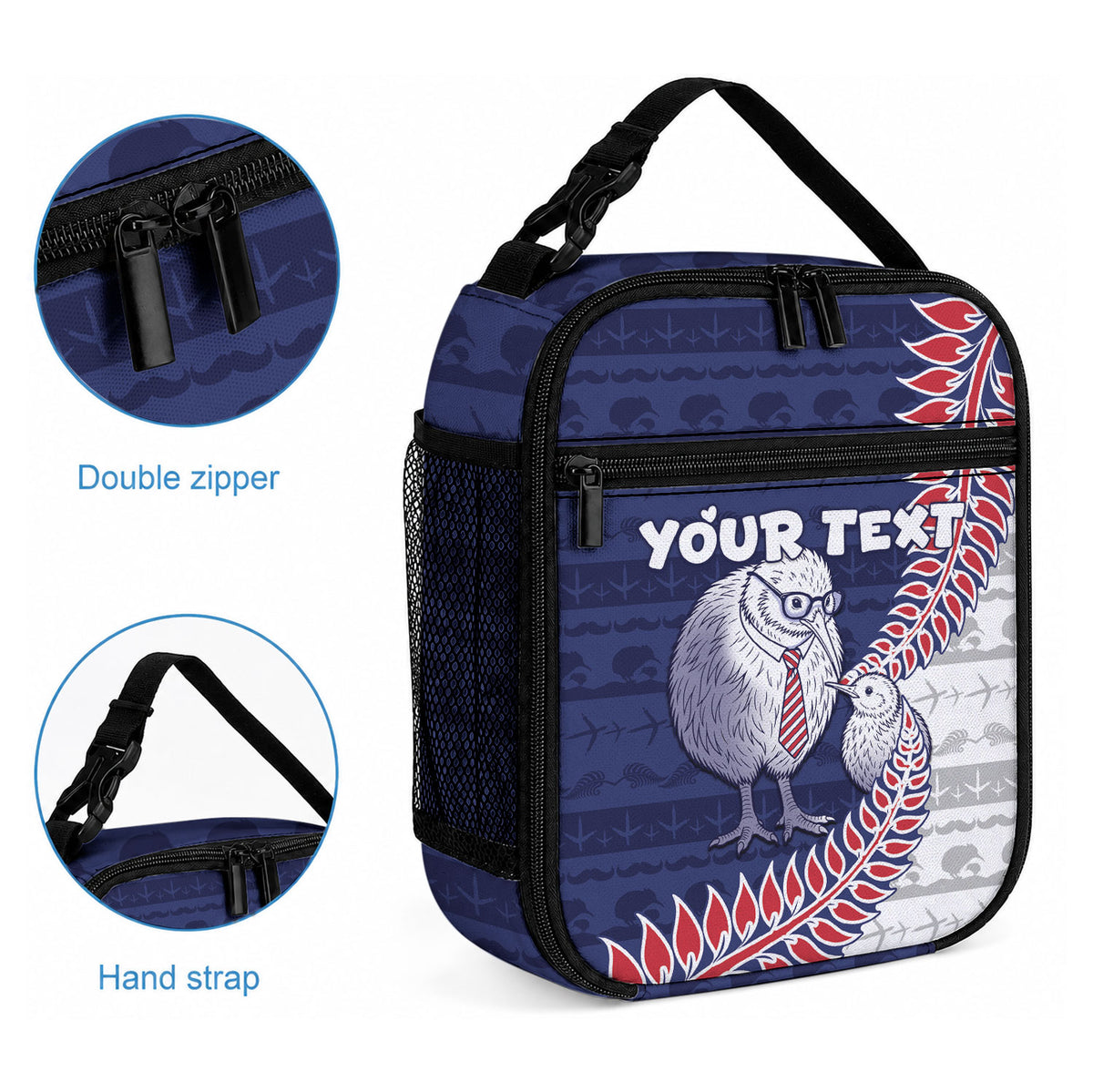Personalised New Zealand Father's Day Lunch Bag Daddy Kiwi Bird Silver Ferns