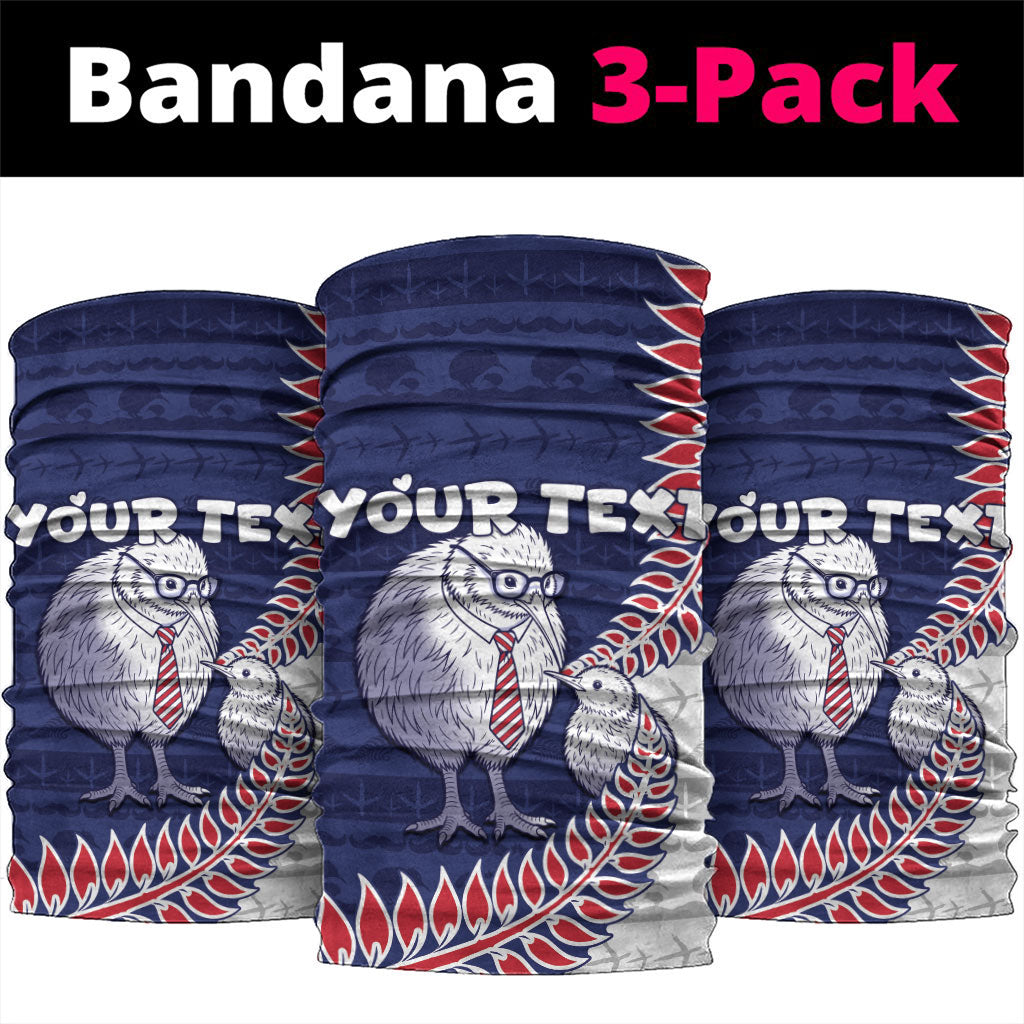 Personalised New Zealand Father's Day Neck Gaiter Daddy Kiwi Bird Silver Ferns