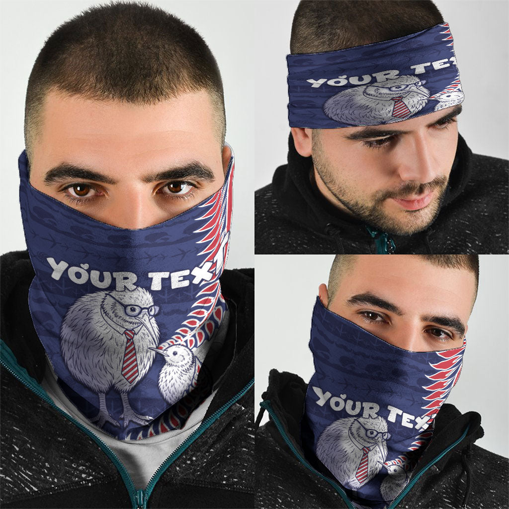 Personalised New Zealand Father's Day Neck Gaiter Daddy Kiwi Bird Silver Ferns