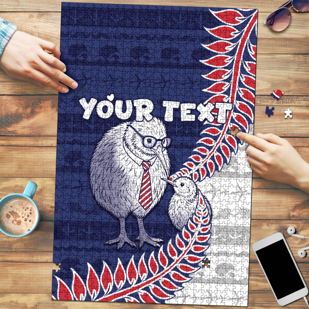 Personalised New Zealand Father's Day Puzzle Daddy Kiwi Bird Silver Ferns