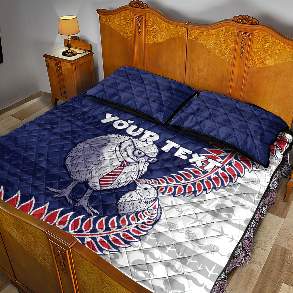 Personalised New Zealand Father's Day Quilt Bed Set Daddy Kiwi Bird Silver Ferns