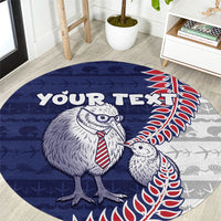 Personalised New Zealand Father's Day Round Carpet Daddy Kiwi Bird Silver Ferns