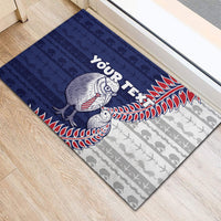 Personalised New Zealand Father's Day Rubber Doormat Daddy Kiwi Bird Silver Ferns