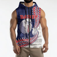 Personalised New Zealand Father's Day Sleeveless Zip Hoodie Daddy Kiwi Bird Silver Ferns