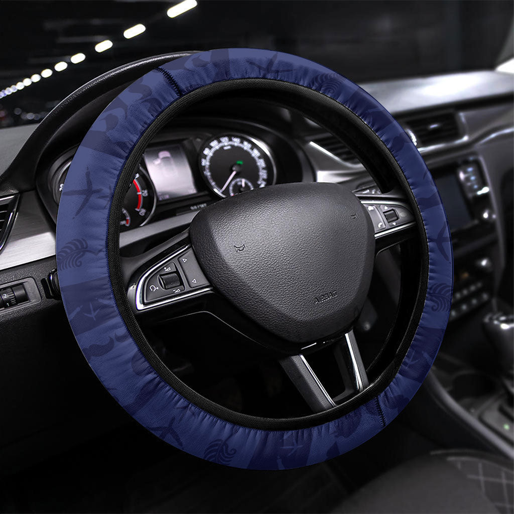 New Zealand Father's Day Steering Wheel Cover Daddy Kiwi Bird Silver Ferns