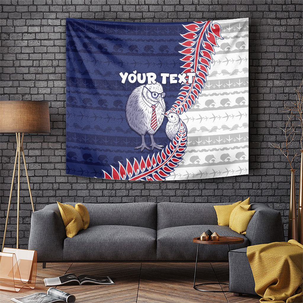 Personalised New Zealand Father's Day Tapestry Daddy Kiwi Bird Silver Ferns