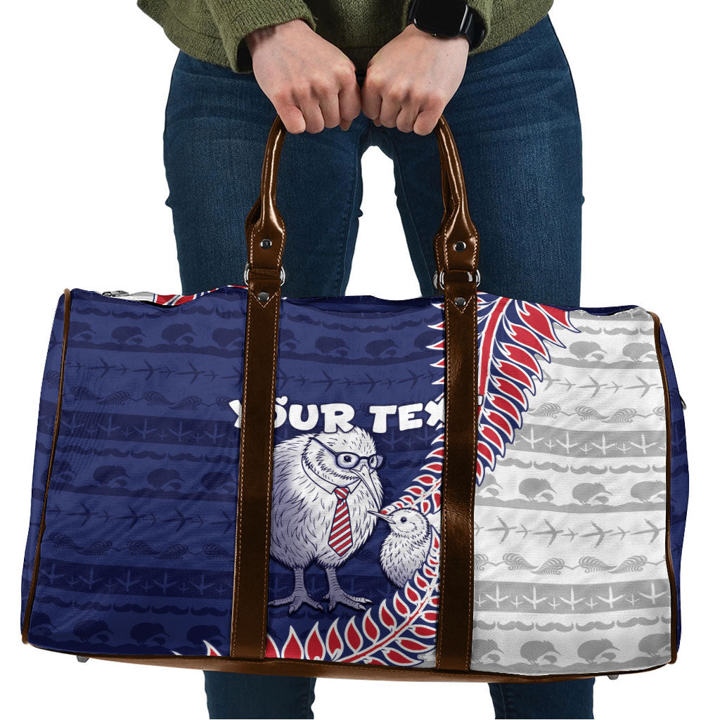 Personalised New Zealand Father's Day Travel Bag Daddy Kiwi Bird Silver Ferns