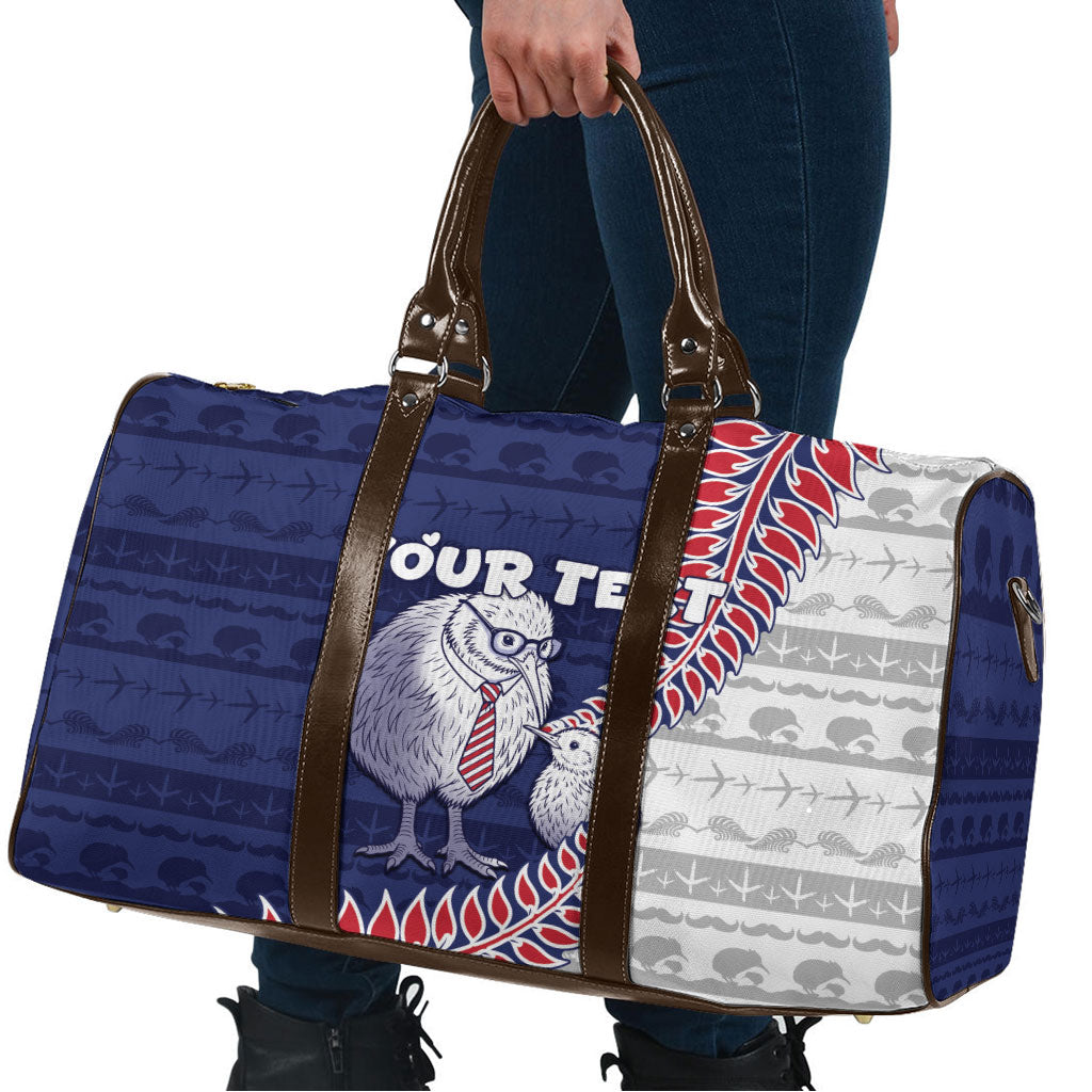 Personalised New Zealand Father's Day Travel Bag Daddy Kiwi Bird Silver Ferns