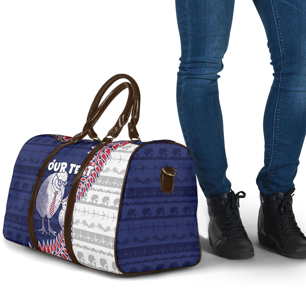 Personalised New Zealand Father's Day Travel Bag Daddy Kiwi Bird Silver Ferns