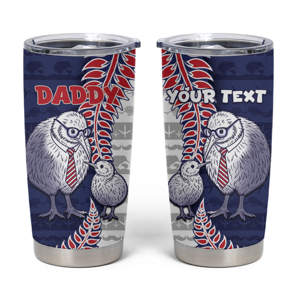 Personalised New Zealand Father's Day Tumbler Cup Daddy Kiwi Bird Silver Ferns