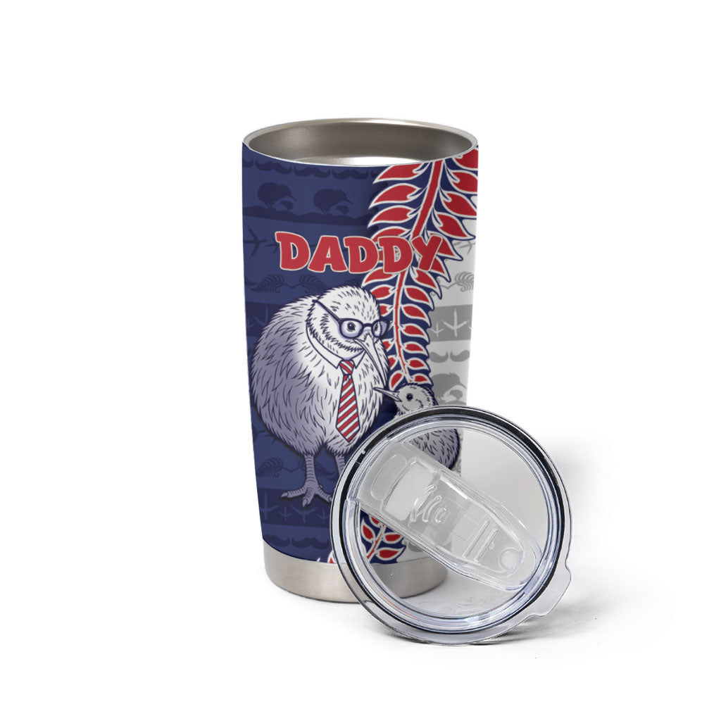 Personalised New Zealand Father's Day Tumbler Cup Daddy Kiwi Bird Silver Ferns