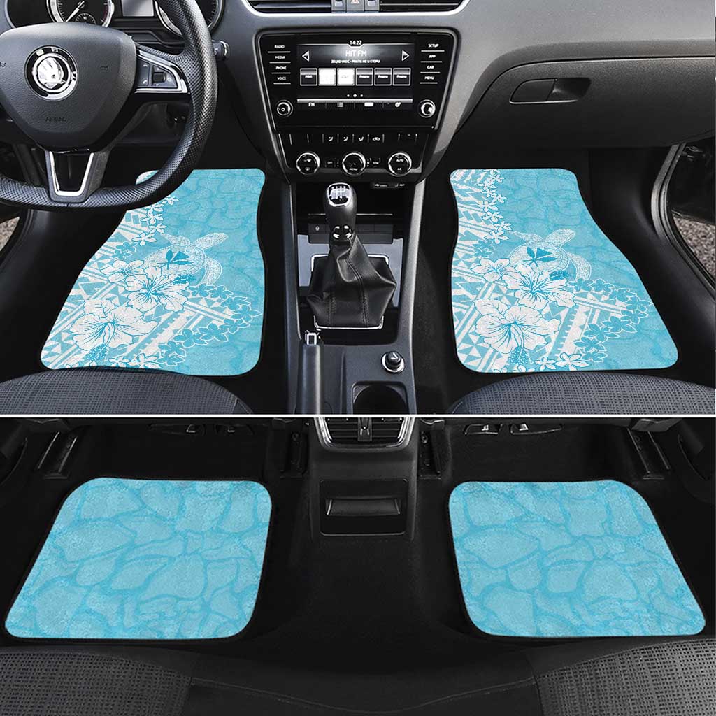Hawaii Kanaka Maoli Car Mats Polynesian Turtle Tattoo DT05 Set 4pcs Blue - Polynesian Pride