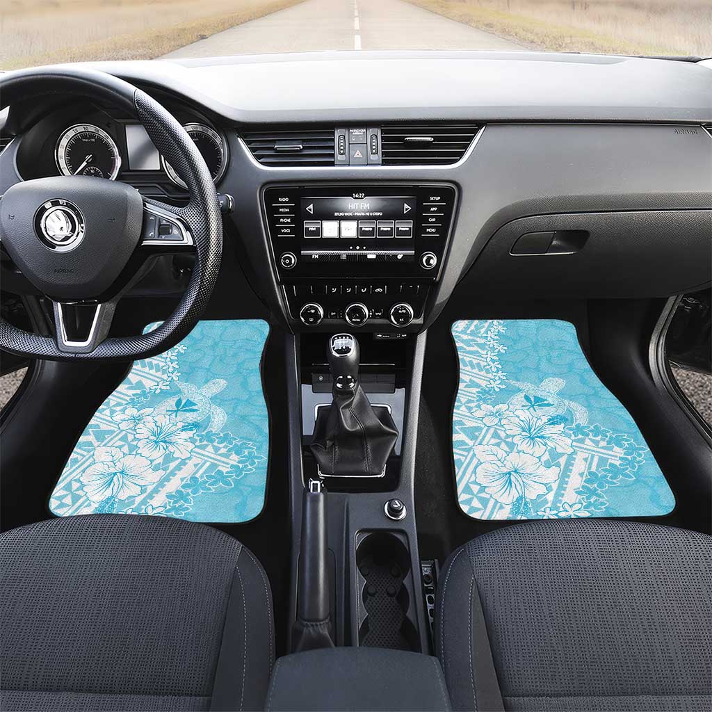 Hawaii Kanaka Maoli Car Mats Polynesian Turtle Tattoo DT05 Set 2pcs - Front Blue - Polynesian Pride