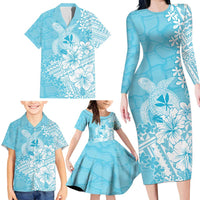 Hawaii Kanaka Maoli Family Matching Long Sleeve Bodycon Dress and Hawaiian Shirt Polynesian Turtle Tattoo DT05 - Polynesian Pride