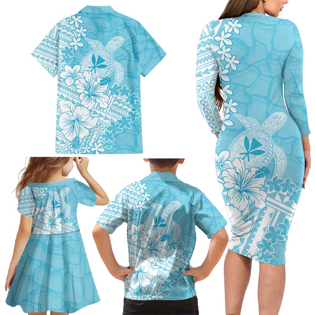 Hawaii Kanaka Maoli Family Matching Long Sleeve Bodycon Dress and Hawaiian Shirt Polynesian Turtle Tattoo DT05 - Polynesian Pride