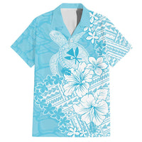 Hawaii Kanaka Maoli Family Matching Long Sleeve Bodycon Dress and Hawaiian Shirt Polynesian Turtle Tattoo DT05 Dad's Shirt - Short Sleeve Blue - Polynesian Pride