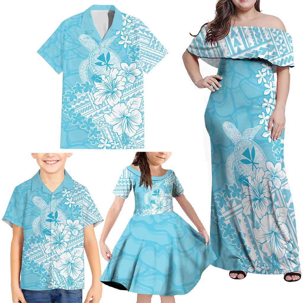 Hawaii Kanaka Maoli Family Matching Off Shoulder Maxi Dress and Hawaiian Shirt Polynesian Turtle Tattoo DT05 - Polynesian Pride