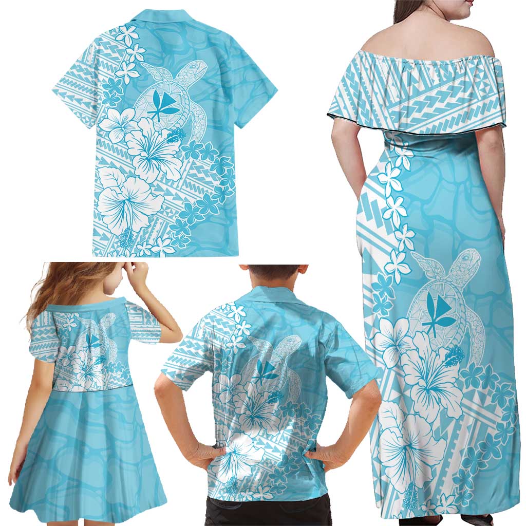 Hawaii Kanaka Maoli Family Matching Off Shoulder Maxi Dress and Hawaiian Shirt Polynesian Turtle Tattoo DT05 - Polynesian Pride