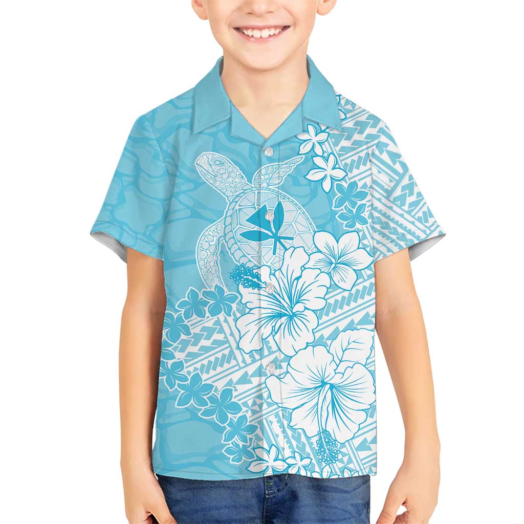 Hawaii Kanaka Maoli Family Matching Puletasi and Hawaiian Shirt Polynesian Turtle Tattoo DT05 Son's Shirt Blue - Polynesian Pride