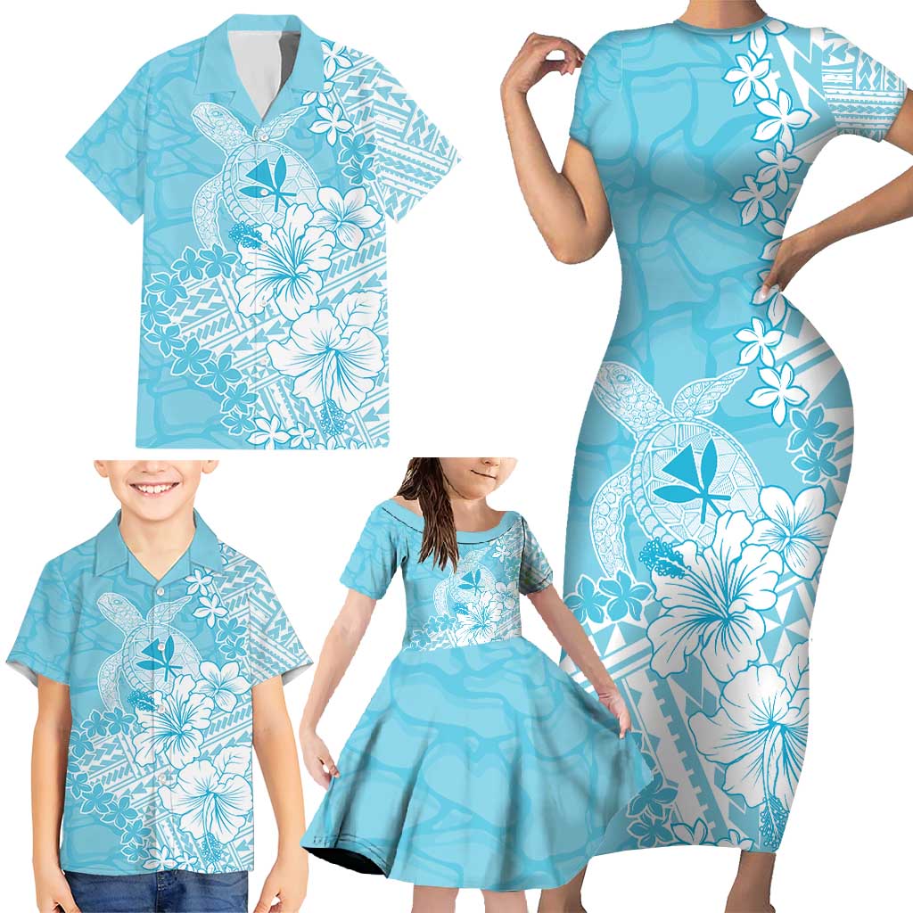 Hawaii Kanaka Maoli Family Matching Short Sleeve Bodycon Dress and Hawaiian Shirt Polynesian Turtle Tattoo DT05 - Polynesian Pride