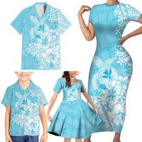 Hawaii Kanaka Maoli Family Matching Short Sleeve Bodycon Dress and Hawaiian Shirt Polynesian Turtle Tattoo DT05 - Polynesian Pride