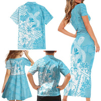 Hawaii Kanaka Maoli Family Matching Short Sleeve Bodycon Dress and Hawaiian Shirt Polynesian Turtle Tattoo DT05 - Polynesian Pride
