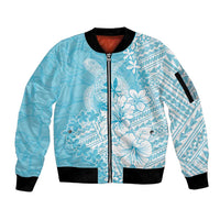 Hawaii Kanaka Maoli Sleeve Zip Bomber Jacket Polynesian Turtle Tattoo DT05 Unisex Blue - Polynesian Pride