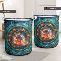 3D Illusion Nightmarchers Halloween Laundry Basket Hawaiian Warrior Spirit Lava Portal