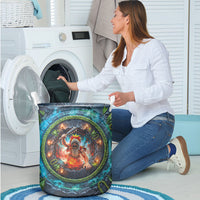 3D Illusion Nightmarchers Halloween Laundry Basket Hawaiian Warrior Spirit Lava Portal