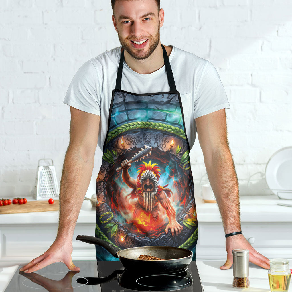 3D Illusion Nightmarchers Halloween Apron Hawaiian Warrior Spirit Lava Portal