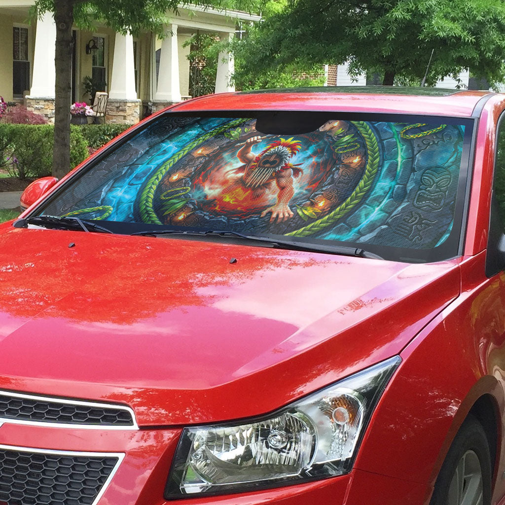 3D Illusion Nightmarchers Halloween Auto Sun Shade Hawaiian Warrior Spirit Lava Portal