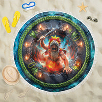 3D Illusion Nightmarchers Halloween Beach Blanket Hawaiian Warrior Spirit Lava Portal