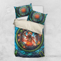 3D Illusion Nightmarchers Halloween Bedding Set Hawaiian Warrior Spirit Lava Portal