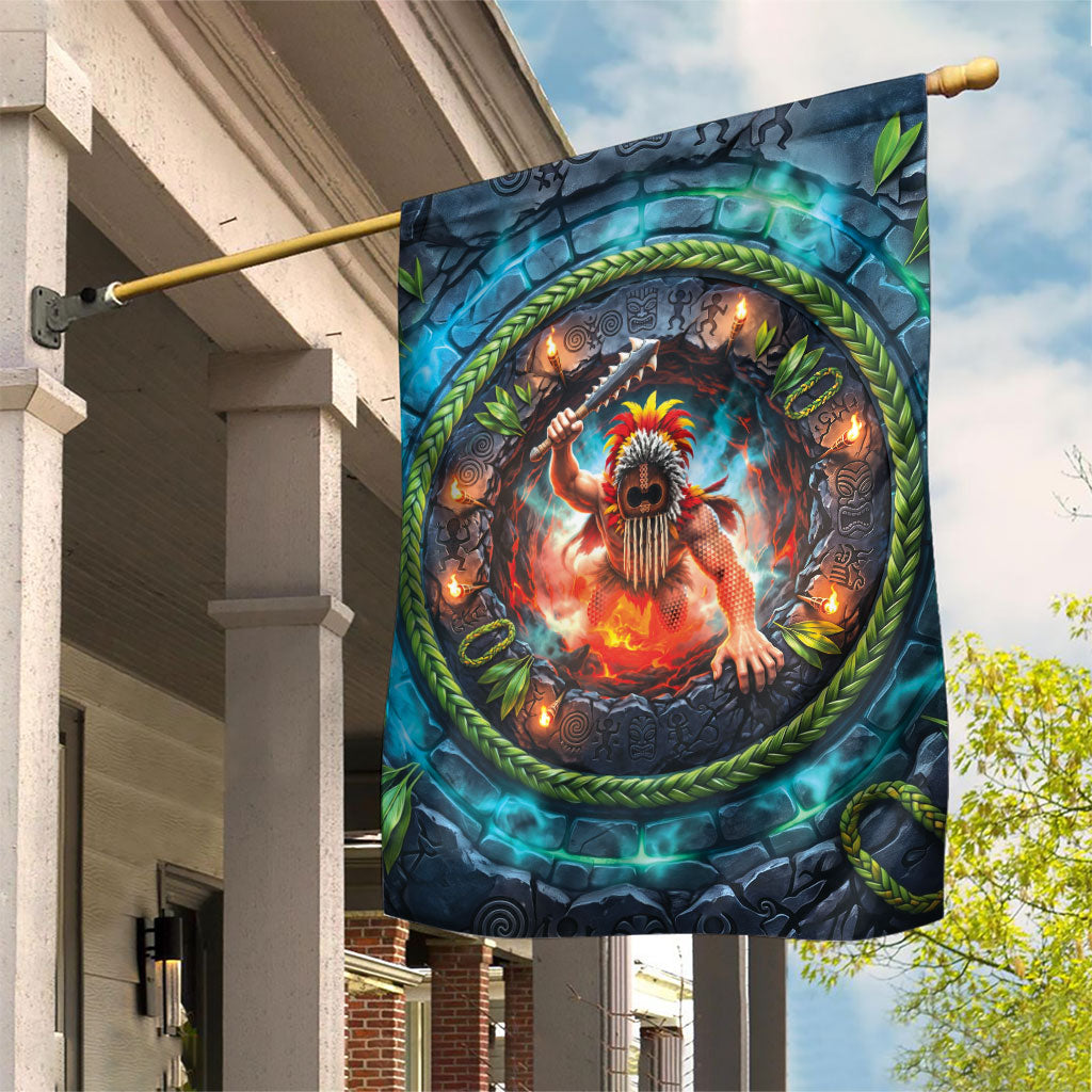 3D Illusion Nightmarchers Halloween Garden Flag Hawaiian Warrior Spirit Lava Portal