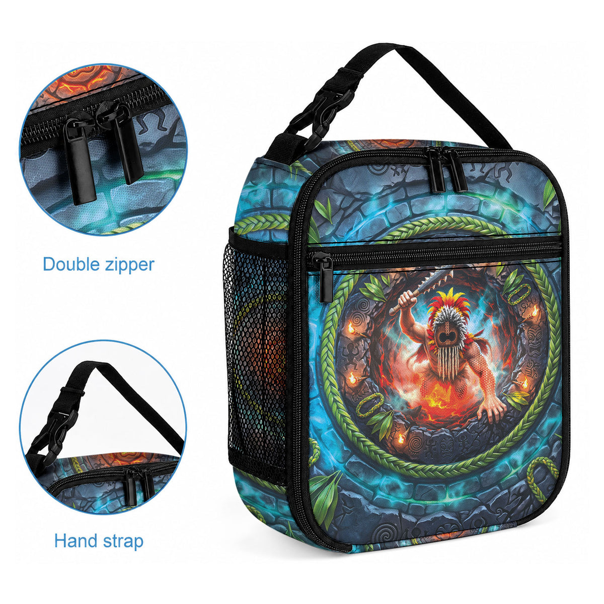 3D Illusion Nightmarchers Halloween Lunch Bag Hawaiian Warrior Spirit Lava Portal