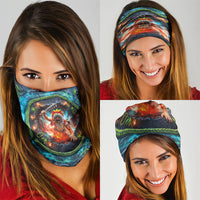 3D Illusion Nightmarchers Halloween Neck Gaiter Hawaiian Warrior Spirit Lava Portal
