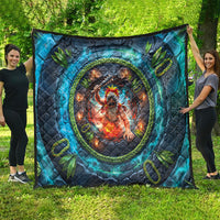 3D Illusion Nightmarchers Halloween Quilt Hawaiian Warrior Spirit Lava Portal