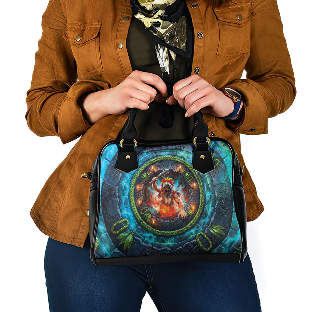 3D Illusion Nightmarchers Halloween Shoulder Handbag Hawaiian Warrior Spirit Lava Portal