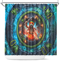 3D Illusion Nightmarchers Halloween Shower Curtain Hawaiian Warrior Spirit Lava Portal