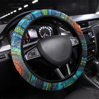 3D Illusion Nightmarchers Halloween Steering Wheel Cover Hawaiian Warrior Spirit Lava Portal