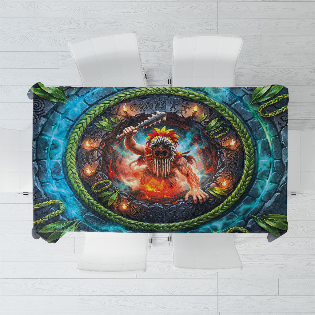 3D Illusion Nightmarchers Halloween Tablecloth Hawaiian Warrior Spirit Lava Portal