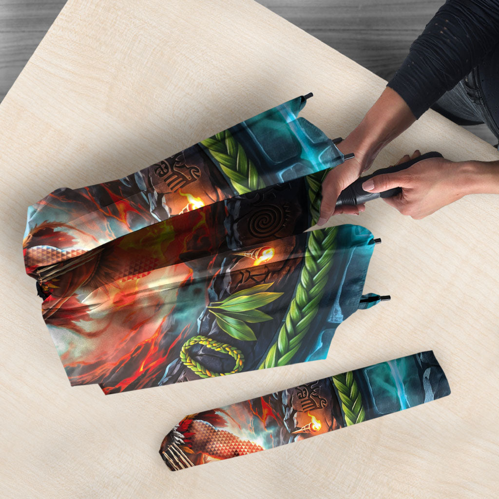 3D Illusion Nightmarchers Halloween Umbrella Hawaiian Warrior Spirit Lava Portal