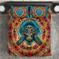 3D Illusion Honu Halloween Bedding Set Hawaiian Sea Turtle Skull Shell Vortex