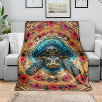 3D Illusion Honu Halloween Blanket Hawaiian Sea Turtle Skull Shell Vortex