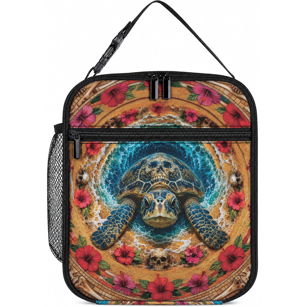 3D Illusion Honu Halloween Lunch Bag Hawaiian Sea Turtle Skull Shell Vortex