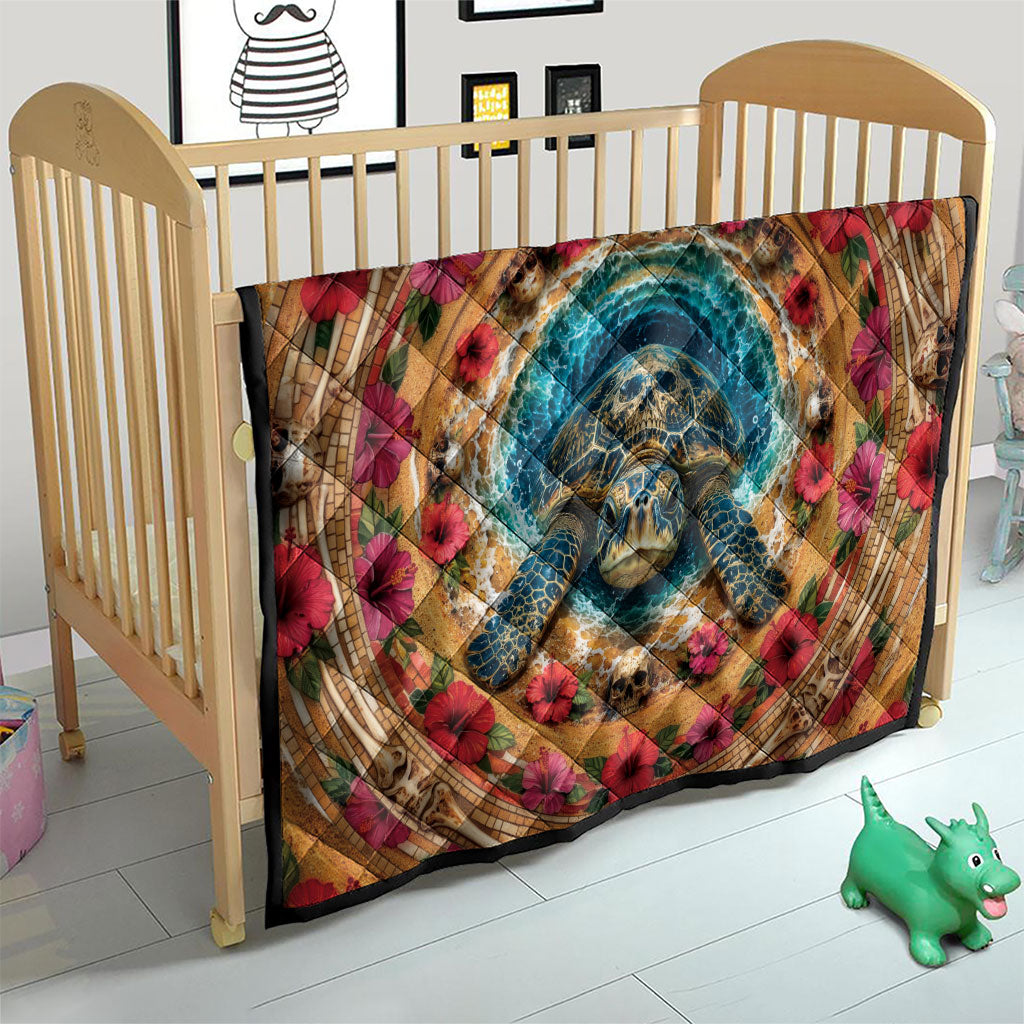 3D Illusion Honu Halloween Quilt Hawaiian Sea Turtle Skull Shell Vortex