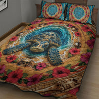 3D Illusion Honu Halloween Quilt Bed Set Hawaiian Sea Turtle Skull Shell Vortex