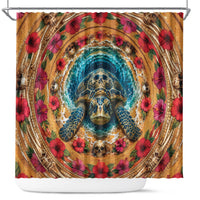 3D Illusion Honu Halloween Shower Curtain Hawaiian Sea Turtle Skull Shell Vortex
